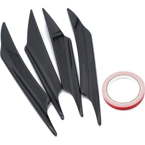 4PCS Front Bumper Lip Diffuser Splitter Fins Body Spoiler Canards Valence Chin Carbon black