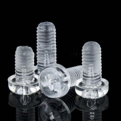 Acrylic Clear Plastic Nylon M3 M4 M5 M6 Round Phillips Head Screw Bolt 25 pcs/bag 1bag
