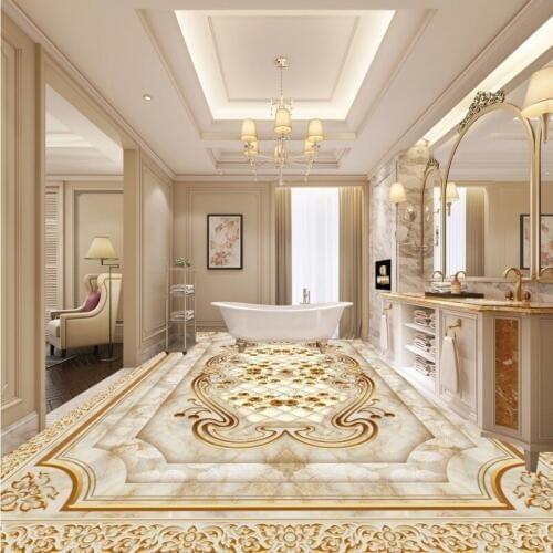 Free shipping custom vintage Marble relief rose wood carving 3D flooring floor baby room living room bathroom wallpaper mural