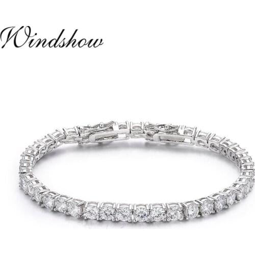 5mm 925 Sterling Silver Cluster Round CZ Zironia Tennis Bracelets Pulseras Pulseira Bracelete Women Wedding Jewelry Girls Friend