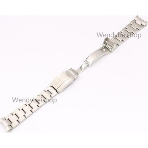 CARLYWET 20mm Steel Two Tone Gold Silver Solid Curved End Link Clasp Wrist Watch Band Strap Bracelet For Submariner GMT