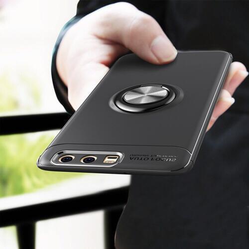 For Huawei P10 Case P10 Lite Case Cover Colorful Metal Magnetic Ring Holder Soft Silicone TPU Luxury Case for Huawei P10 Plus