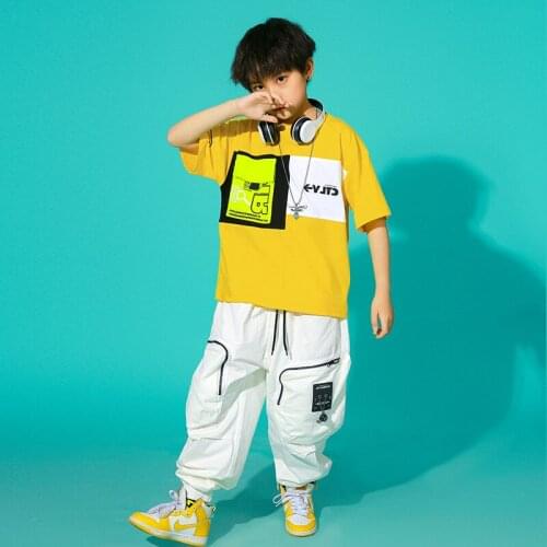 Childrens Streetwear Hip Hop Loose Casual Cargo Pants Tracksuit Sets Boys Girls T-shirt Sweatpants Kids Tops Tees Trousers