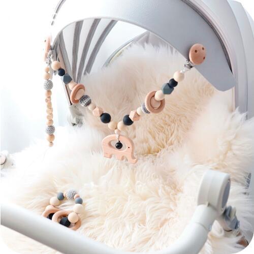 Baby Toys Silicone Beads Teethers Baby Mobile Handmade Bracelet Pacifier Chain Clips Teething Pram Stroller Bell Baby Products
