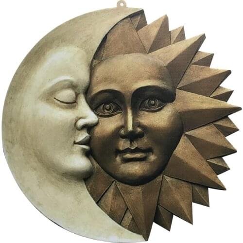 Design Celestial Sun and Moon Wall Sculpture Icons of Astronomy Icons Decoration Retro Artwork Living Room Home Decor 2021 New