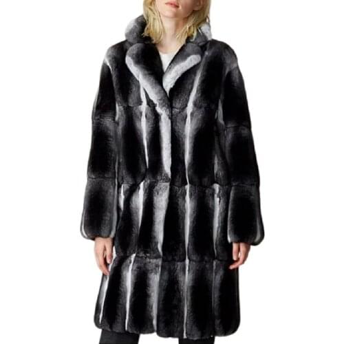 Keen-length Fur Coat Overcoat Women Rex Rabbit Fur Jacket 2021 New Winter Fashion Warm Outwear Fast Shipping