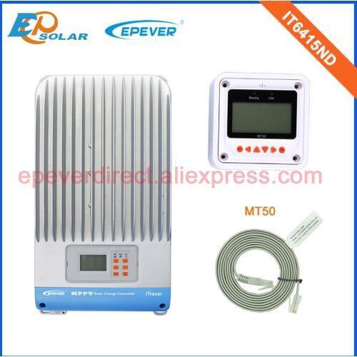 EPEVER MPPT EPsolar IT6415ND 60A 60amps Solar power bank battery controller MT50 remote meter 48V 12V auto work Free Shipping