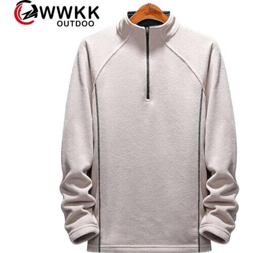 WWKK T-Shirt Men Women Fleece T Shirt Full Sleeve Tshirt Lovers Solid Color T-shirts Outdoor Camping Trekking Hiking Fleece Tee