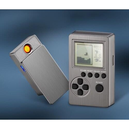 Game Console Tetris Tank Battle Two-In-One Creative USB Charging Lighter Creative Cigarette Lighter Small Portable Gifts