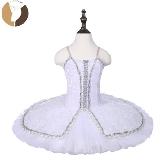 Classical Ballet Tutu White Velevt Bodies Silver Decorations Child Leotard Tutu Skirt CT18015 Girls Dance Costumes Pancake Tutus