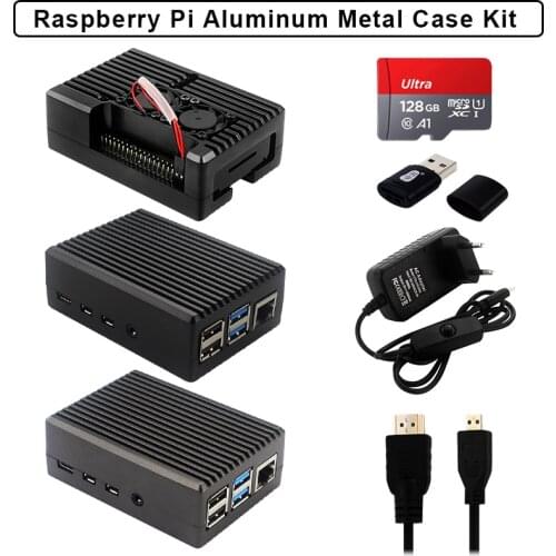 Raspberry Pi 4 Model B Aluminum Case Metal Enclosure Box Passive Active Dual Fan Cooling Armor Alloy Shell for Raspberry Pi 4