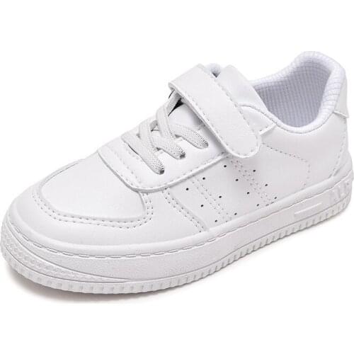 White Toddler Shoes PU Leather Big And Little Kids Sneakers Fashion Breathable Sports Casual For Children Size 20-36