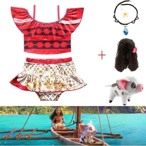Summer girls Cute Cartoon swimsuit girls split Two-pieces beach dress children moana bikini dresses swim wear maxi dresses