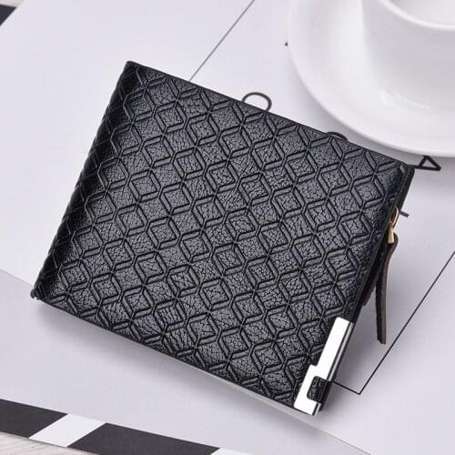Hot Selling New Mens Short Wallet Iron Edge Korean Youth Male Zipper Coin Purses Horizontal Wallet Trend Card Holder