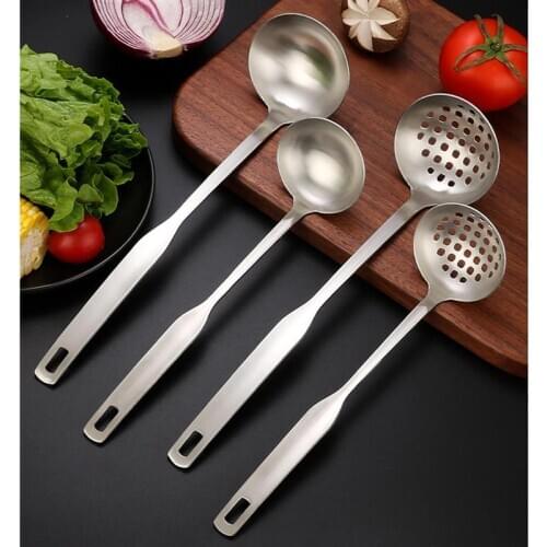 Stainless Steel Soup Ladle Colander Flatware Cookware Steel Slotted Spoon Kitchenware Scoop Cooking Tool Sets Utensil