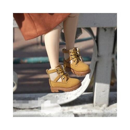 OB11 doll shoe size and Blythes fashion round toe American hiking boots frosted ankle boots in brown light gray and other colors