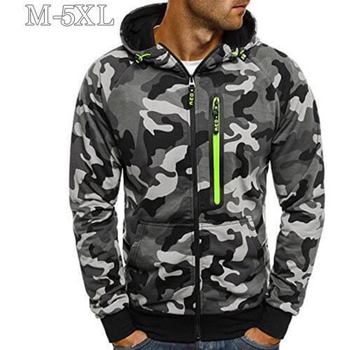 Autumn Winter Camouflage Hoodies Men Sweatshirt 2018 New Long Sleeve Zipper Hoodie Sweatshirts Men Plus Size Hoody Sweat Homme