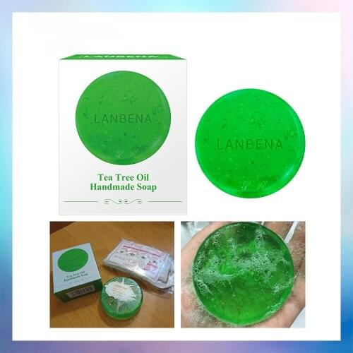 LANBENA 24K Gold Handmade Soap Tea Tree Essential Oil Facial Cleansing Acne Treatment Moisturizing Blackhead Remover Anti-Aging