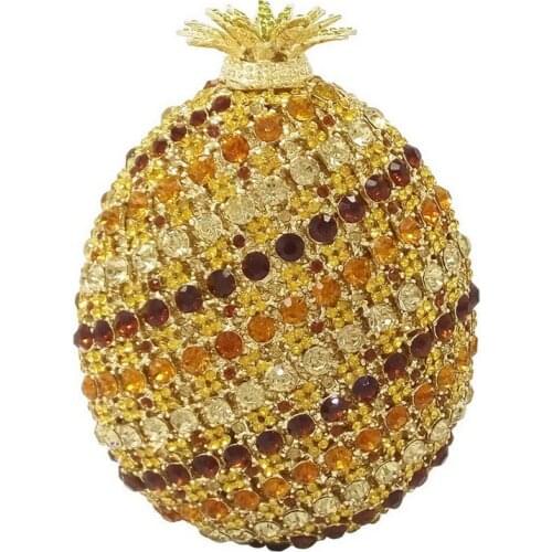 Wholesale Women Luxury Crystal Rhinestone Clutch Evening Bag Wedding Party Diamond Pineapple Shape Purse