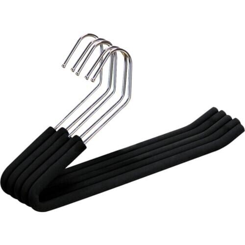 Open End Trouser Hangers Slack Pant Hanger with Non-Slip Foam Coated Black 5-Pack