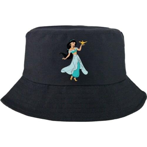 Disney Aladdin and the magic lamp Jasmine Casual Fishing Hat Sunbonnet Cotton Bucket Hat Outdoor Unisex Graphic Panama Cap