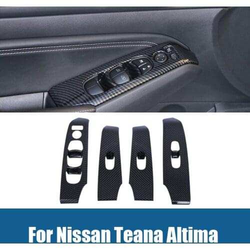 Carbon fiber Car window Lift Switch Panel Trim For Nissan Teana Altima 2019-2020 car accessories