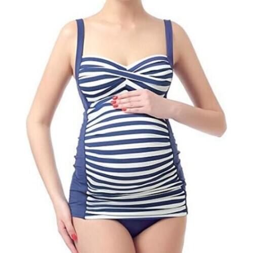 Striped Pregnant Woman Swimsuit Tankinis Set V-Neck Condole belt Maternity Swimwear Maternity Clothings For Pregnant Women 2020