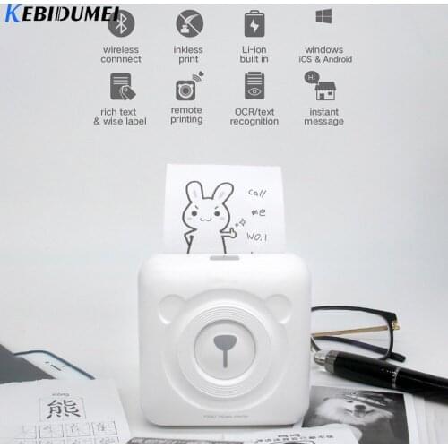 KEBIDU Portable Thermal Bluetooth Printer Mini Wireless POS Thermal Picture Photo Printer for Android IOS Mobile Phone
