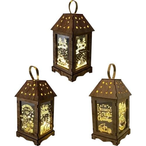 Christmas Decorative Light Battery Operated Hanging LED Lantern no rust Clear Patterns Battery Operated Lantern Christmas Gift