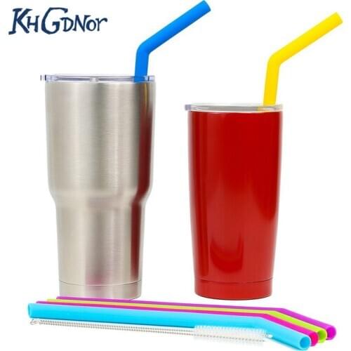 KHGDNOR Hot Silicone Straws Mix Color Curved Food Grade Silica Gel Drinking Straws Anti-choke Reusable Straws for 30oz Bottle w