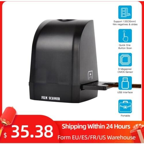 135 Film Slide Scanner Converter Portable Negative Film Scanner 8 Megapixel CMOS Convert 35mm/135mm Slides & Negatives to JPEG