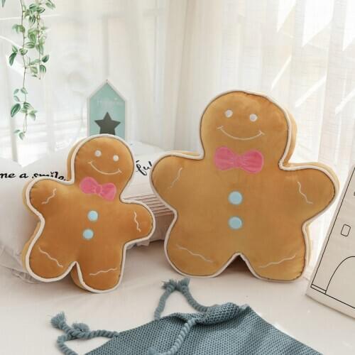 Super Soft Plush Ginger toy Stuffed Ginger Bread Throw Pillow Cute Xmas Ginger man Head Pillow Soft Sofa decor Cushion Christmas