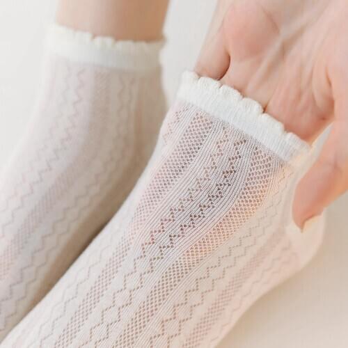 Jeseca Summer Thin Breathable Cotton Women Socks Solid Japanese Kawaii Girls Cute No Show Socks Invisible Non-slip Sock Slippers