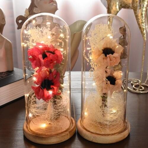 Eternal Hibiscus Rose LED Light Beauty The Beast In Glass Cover Christmas Home Decor For Mother Valentines Day new Year Gift