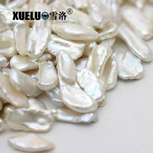 XUELUO 2pcs/pack White Cultured Irregular Biwa Baroque Natural Fresh water Loose Pearl Beads for diy