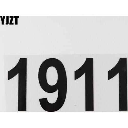 YJZT 16.7CM*7.6CM Black/Silver 1911 Number Decals Vinyl Car Sticker 13D-0465