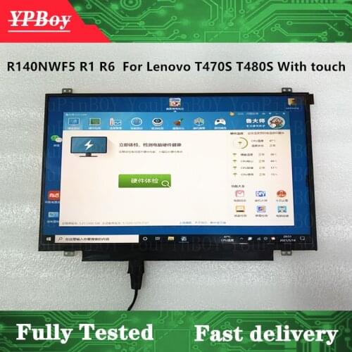 14.0" R140NWF5 R1 R6 For Lenovo Thinkpad T470S T480S LCD LED Display Touch Screen FRU 00UR895 00NY686 P/N : SD10M65528 FHD 40PIN