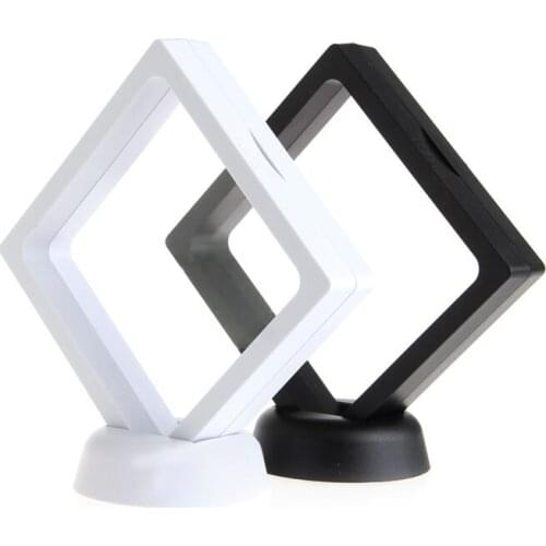 PET Membrane Acrylic Jewelry Suspended Display Holder Box Case With Base 9*9CM X7JB