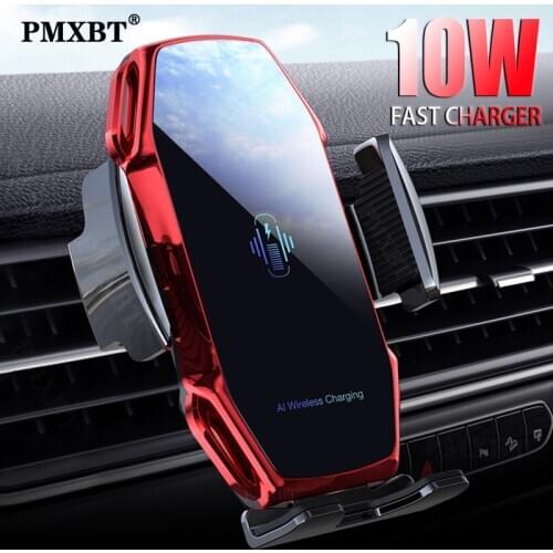 10W Car Phone Holder Qi Wireless Charger For iPhone 8 Samsung Huawei Charge Holder Stand Fast Charging Infrared Sensor Auto Grip