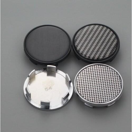 4pcs 54/49mm clip blank wheel center cap no logo silver & black & carbon grain sticker caps on wheels cover hubcap