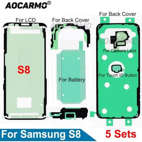 5Sets/Lot For Samsung Galaxy S8 SM-G9500 LCD Screen Back Battery Cover Camera Lens Full Set Waterproof Adhesive Sticker Glue