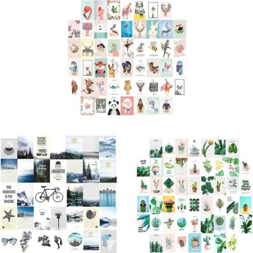 50Sheets Animal Plant Pattern Postcard Sticker DIY Hand Account For Scrapbooking Journal Decoration Background Wall Material
