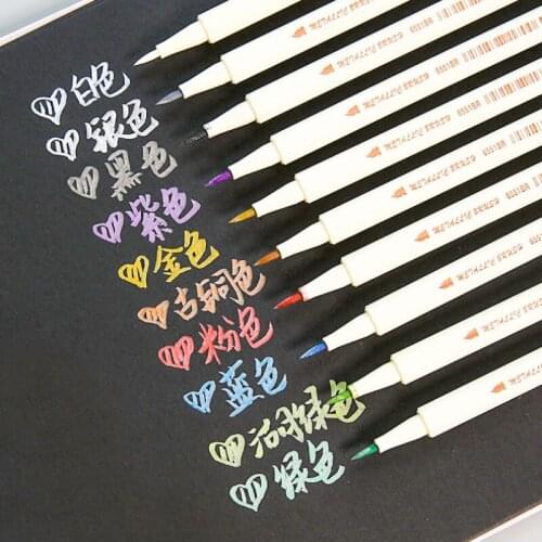 6551BR Metal color Calligraphic pen drawing art pen calligraphy soft brush pen material escolar stationery school supplies