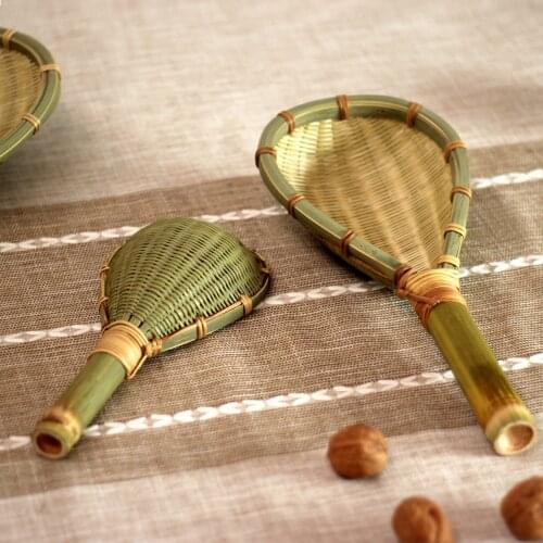 Bamboo Weaving Colander Natural Handmade Kitchen Supplies Weaved Filtered Spoon for Noodles Household Drain Spoon Bamboo Product