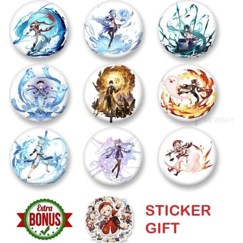Genshin Impact Badge Characters Wish Brooch Liyue Tartaglia Zhongli Xiao Yanfei Keqing Cosplay Game Backpack Decoration Gifts