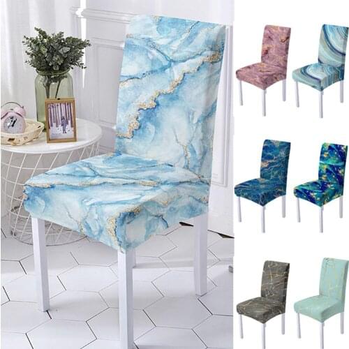 3D Digital Spandex Chair Cover for Dining Room Marble Print Chairs כיסוי לכיסאות Living Room Office Stoelhoes Eetkamerstoel