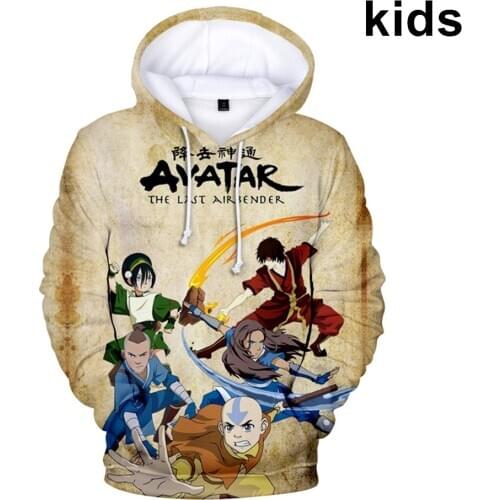 3 To 14 Years Kids Hoodies Avatar: The Last Airbender 3D Print Hoodie Sweatshirt Boys Girls Long Sleeve Jacket Children Clothes