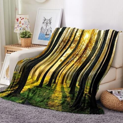 Baby Adult Soft Sunshine Forest Secret Print Flannel Blanket Comfortable Breathable Material Suitable for Sofa Bedroom Bed
