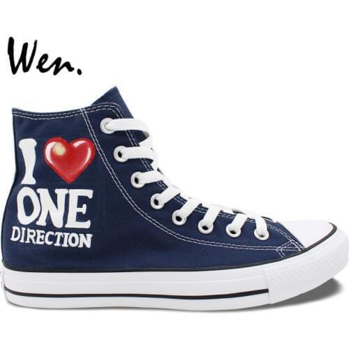 Wen Design Custom Hand Painted Shoes One Direction Union Jack Flag Men Womens High Top Canvas Sneakers Birthday Gifts