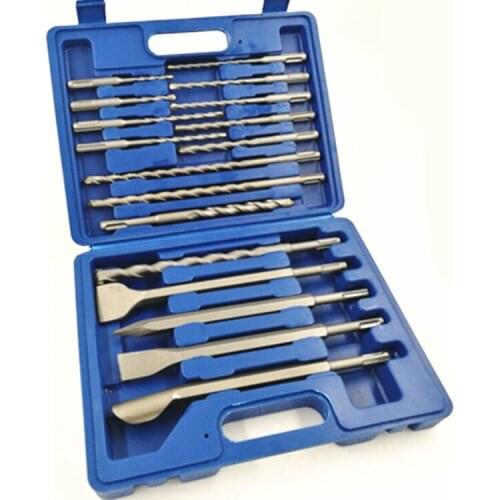 Electric Hammer Drill Bit 17PCS Set Electric Hammer Drill Bit Chisel Plastic Box Drill Bit Set
